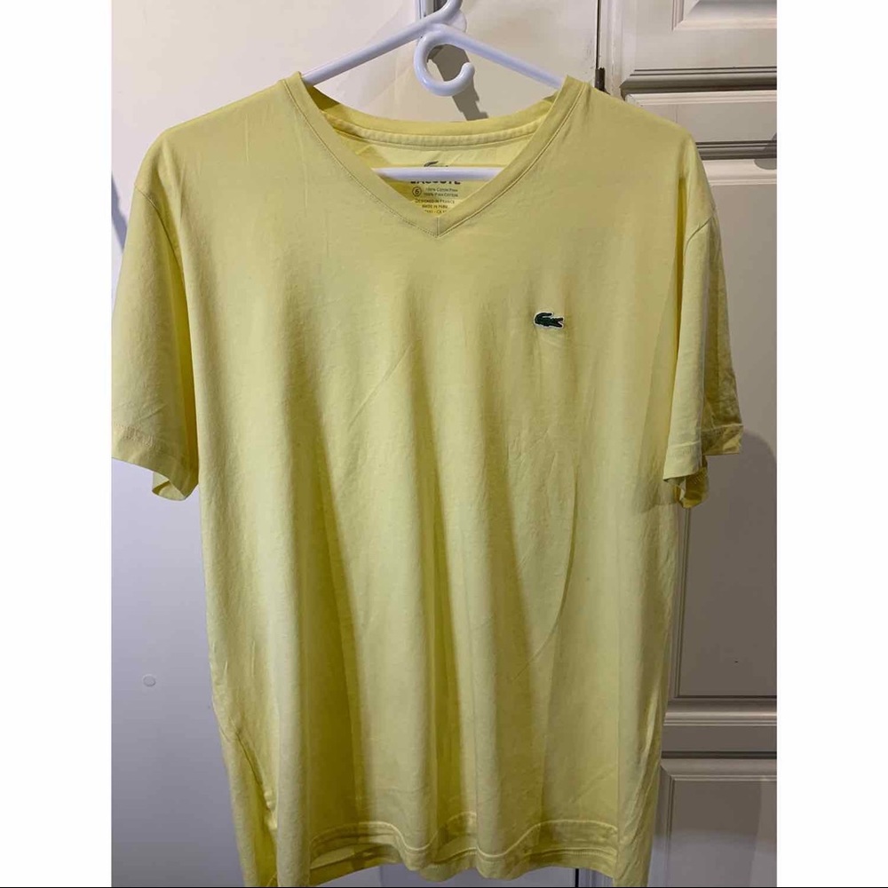Lacoste V-Neck T-shirt Euro 6/Large Yellow